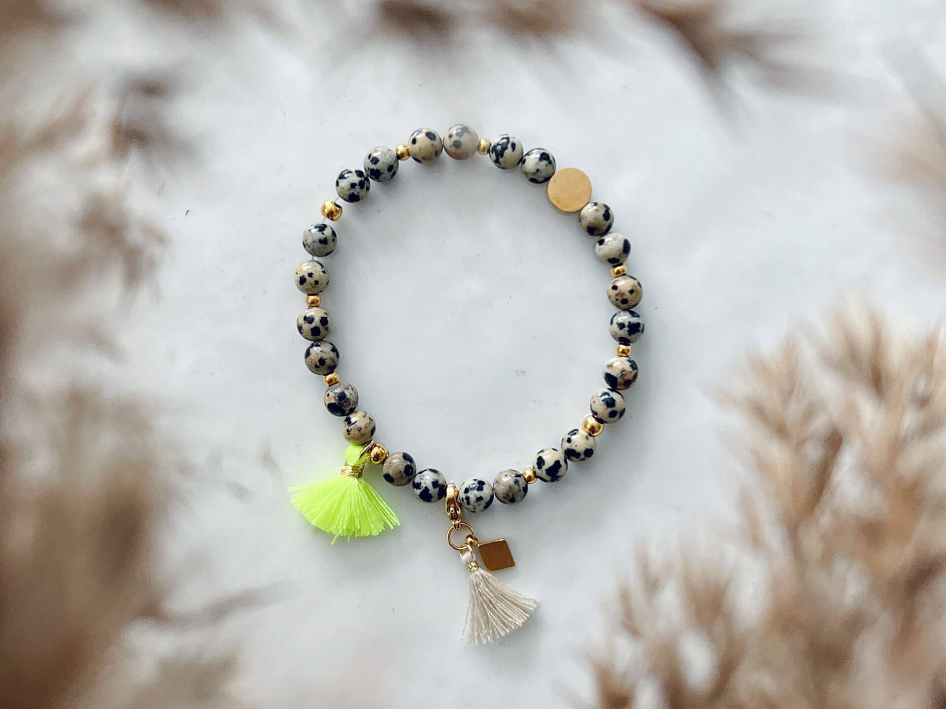Stillarmband · Naturstein Jaspis · Neon