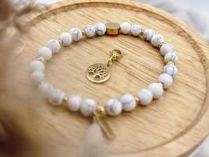 Stillarmband · Naturstein Calcit mit Marblelook