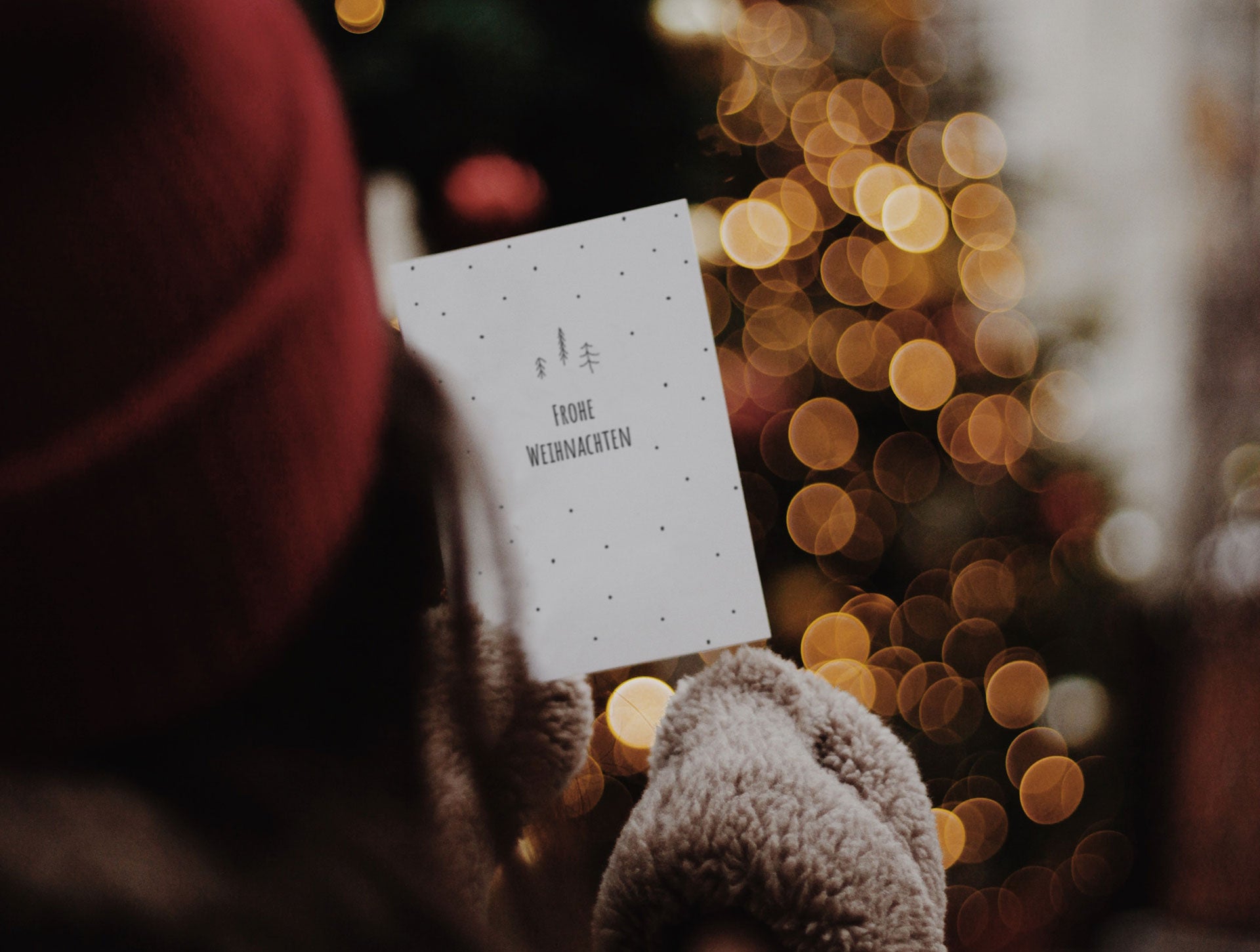 Weihnachtskarte · Schneetreiben